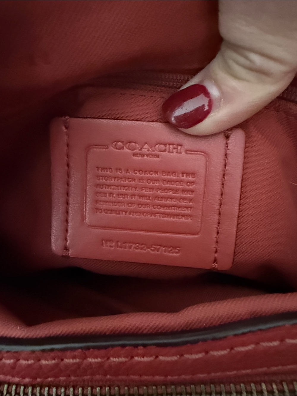 Coach Red Pebbled Leather Shoulder Tote - Picture 6 of 8